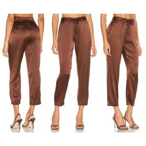 CAMI NYC Alex Pant Size Small Chocolate Brown Shiny Silk Pockets Relaxed